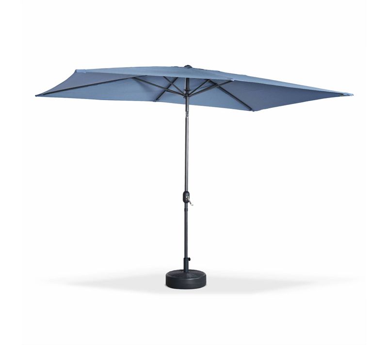 Parasol Droit Rectangulaire 2x3m - Touquet Bleu Grisé - Mât Central En Aluminium Orientable Et