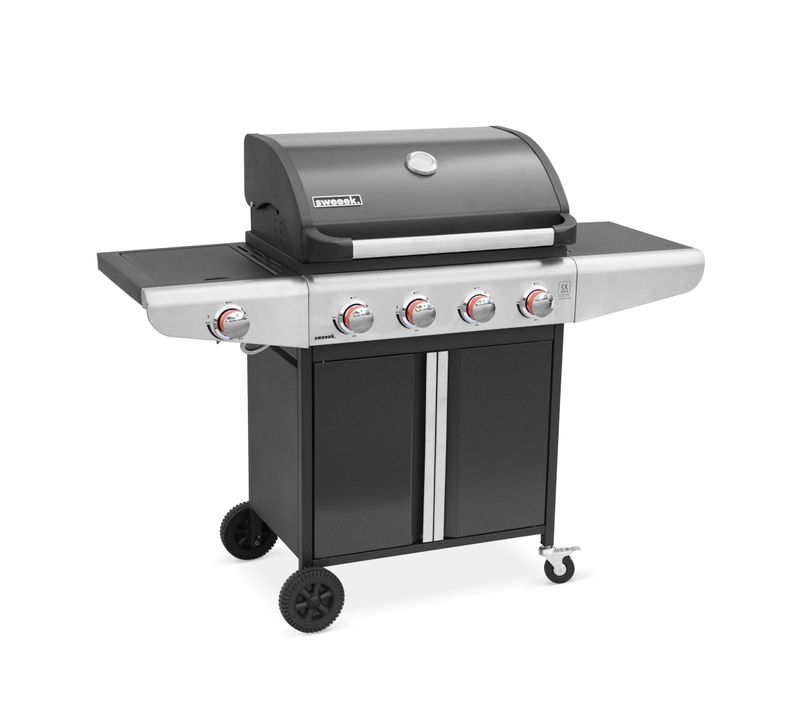 Barbecue Au Gaz - Bazin  Gris Anthracite -  Cuisine Extérieure 5 Brûleurs Dont 1 Feu Latéral Avec