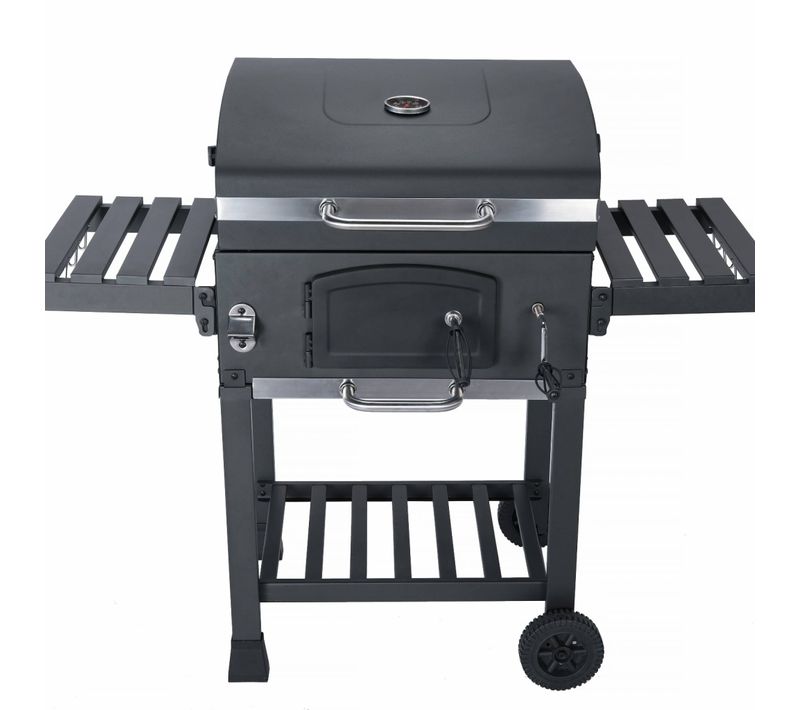 Barbecue Grill Charbon De Bois Noir - Fumoir Avec Récupérateur De Cendres. Aérateurs. Bac Charbon