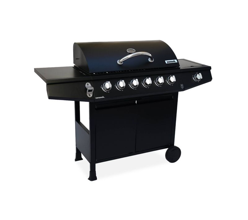 Barbecue Gaz - Treville - Barbecue 7 Brûleurs Dont 1 Feu Latéral Noir. Avec Thermomètre