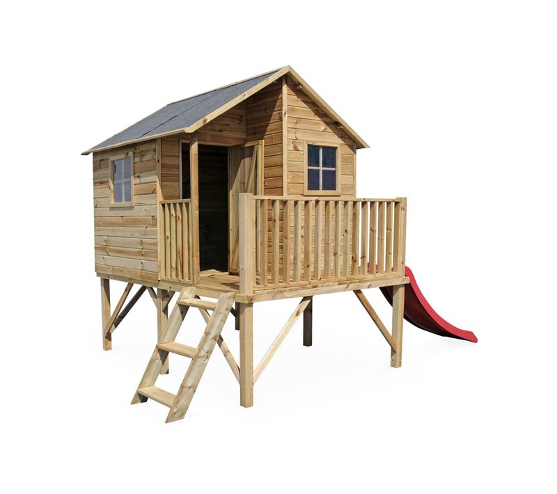 Maisonnette Avec Toboggan En Bois De 3.8m². Orchidée - Cabane Sur Pilotis En Pin Autoclave