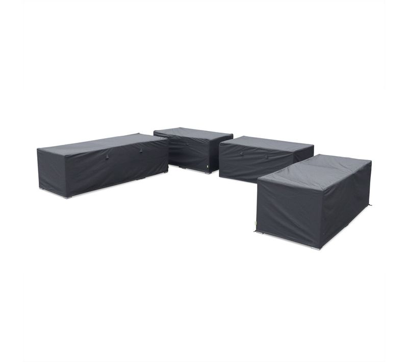 Ensemble De Housses De Protection Gris Foncé Pour Salon De Jardin Tripoli Et Verona - Quatre
