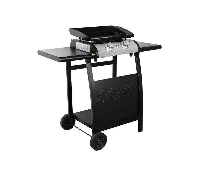Plancha Au Gaz 2 Brûleurs Sur Chariot - Porthos - 5kw. Plancha à Gaz Avec Desserte . Cuisine