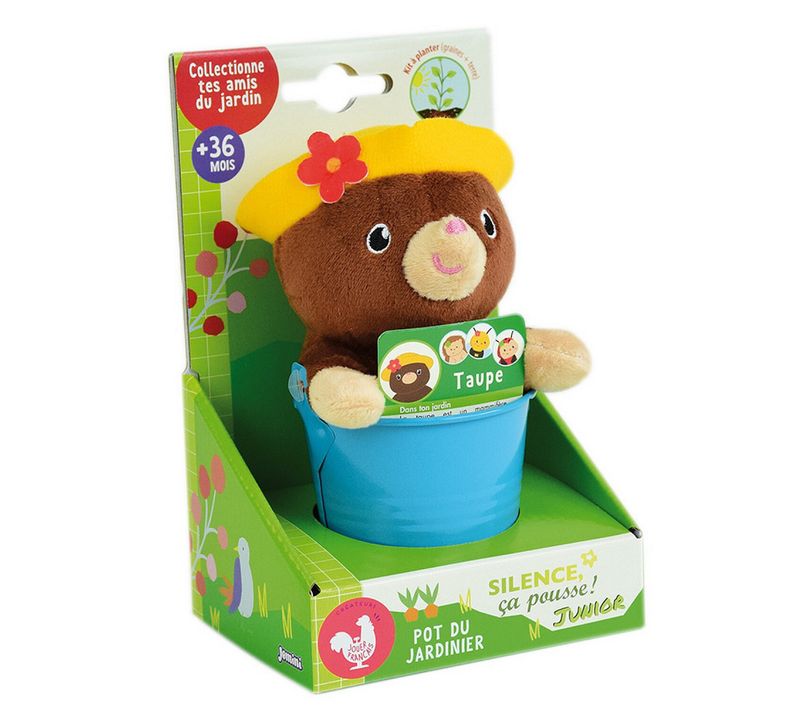 Taupe Silence Ca Pousse Pot Du Jardinier Avec Peluche Taupe  Et  Graines De Liseron - Haut 13cm