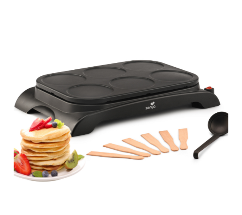 Crêpière Électrique - Machine à Crêpes 1000w, Plaque Antiadhésive de Ø11,5 Cm, 6 personnes