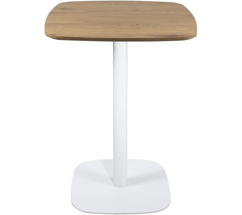 Table Bistrot Cuisine Hauteur 75cm Plateau 60x60cm, 1-2 Personnes Pied Métal Sila (blanc Bois)