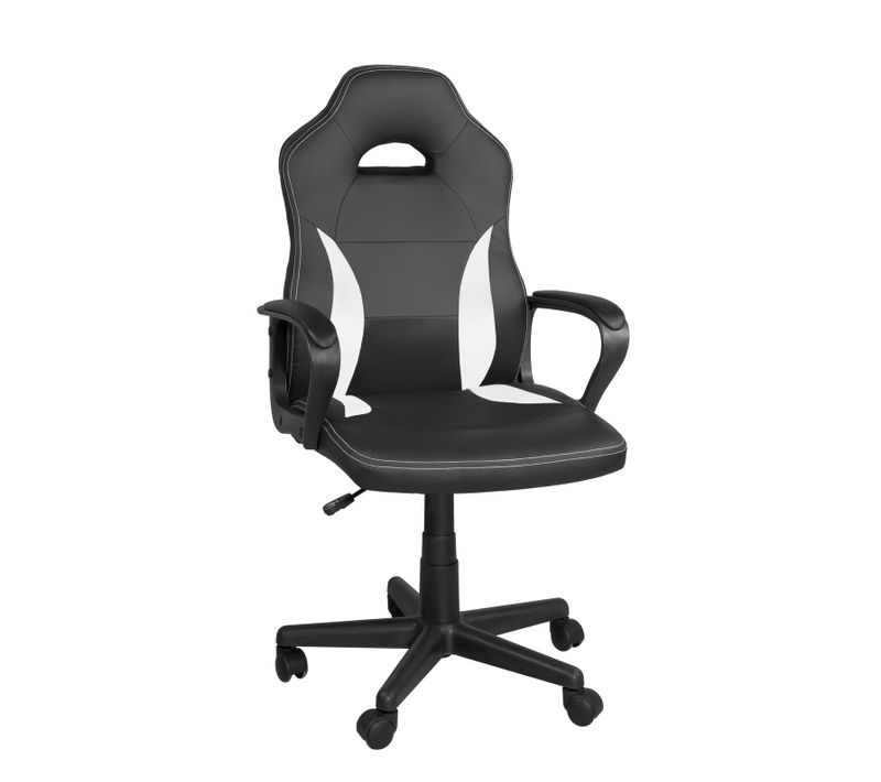 Chaise Gamer Junior Hauteur Réglable Siège Simili Pivotant Accoudoirs Rembourrés Wan (noir Blanc)