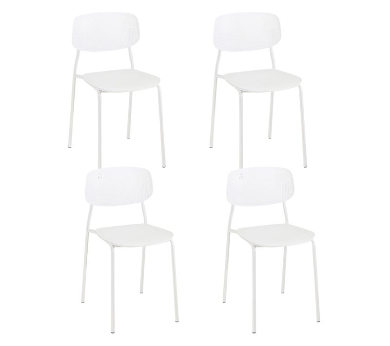 Lot De 4 Chaises De Cuisine Empilables Aza (blanc)