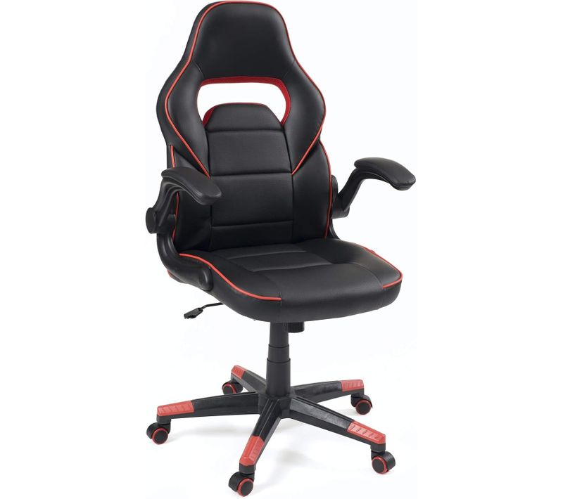 Fauteuil Gamer Simili Cuir Siège Basculant Hauteur Réglable Pivotant Baja (noir-rouge)