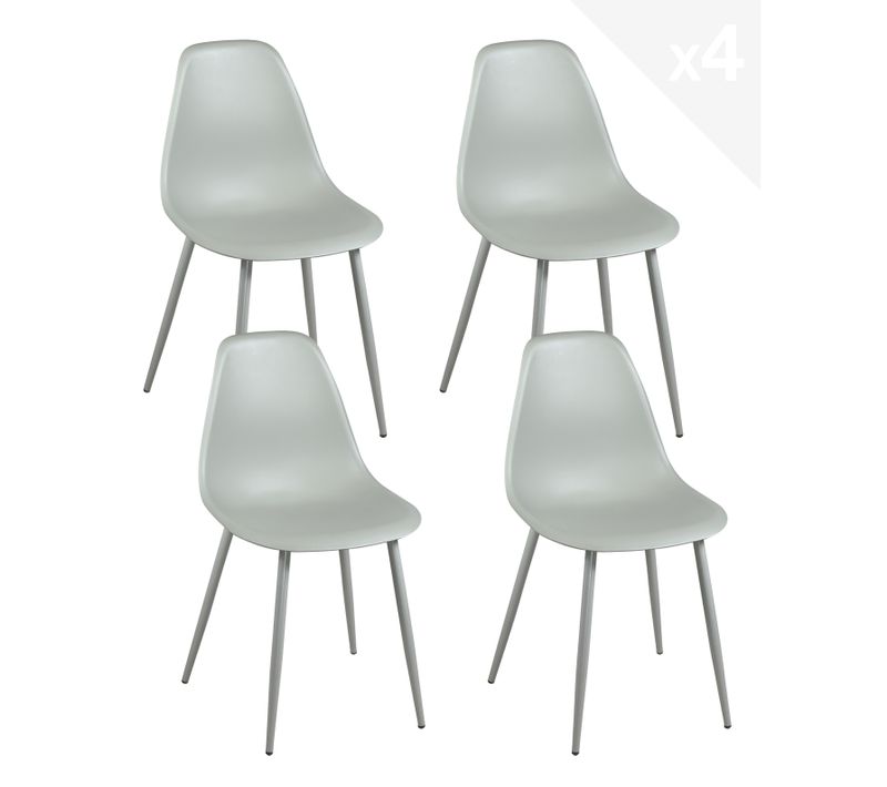 Lot 4 Chaises De Cuisine Design Pieds Métal Nova (gris)