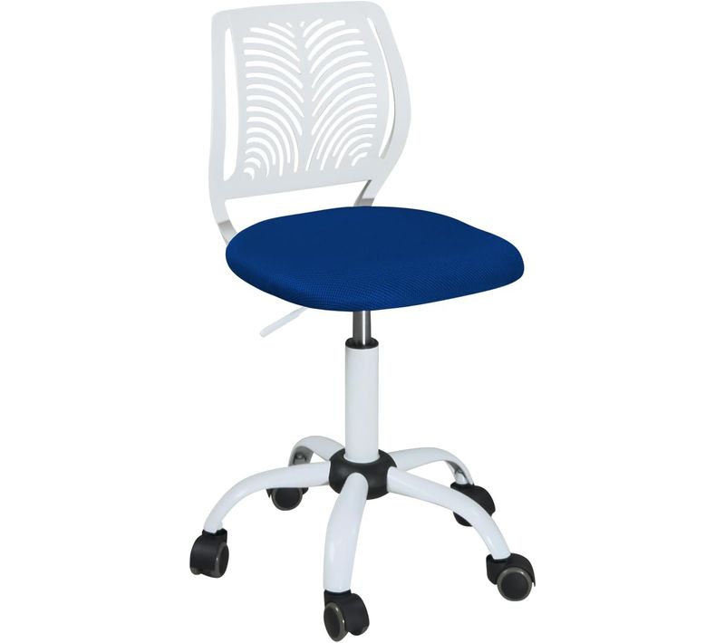 Chaise Bureau Enfant, Hauteur Réglable, Pivotante Sawi (blanc Bleu)