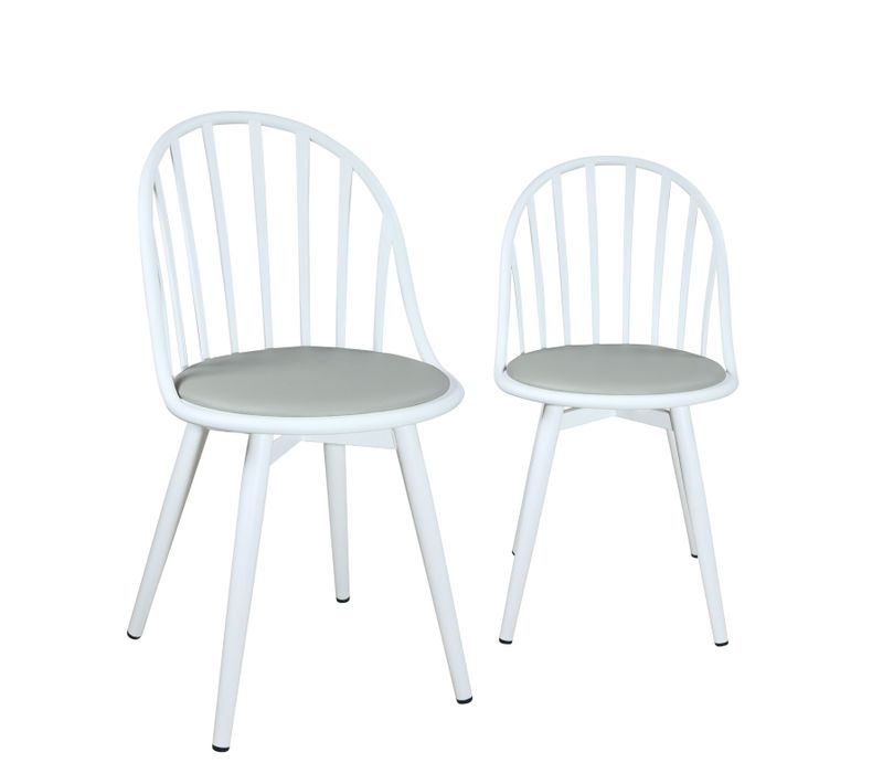 Lot 2 Chaises De Cuisine à Barreaux Coussin Simili Pieds Métal Bold (blanc-gris)