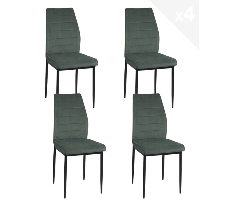 Lot De 4 Chaises De Salle à Manger Milo, Tissu Rayé (vert)