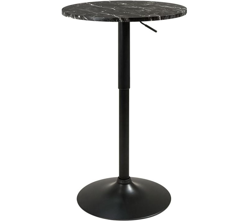 Table De Bar Haute Ø60 Cm – Mange-debout Hauteur Réglable Et Pivotant Seti (marbre Noir)