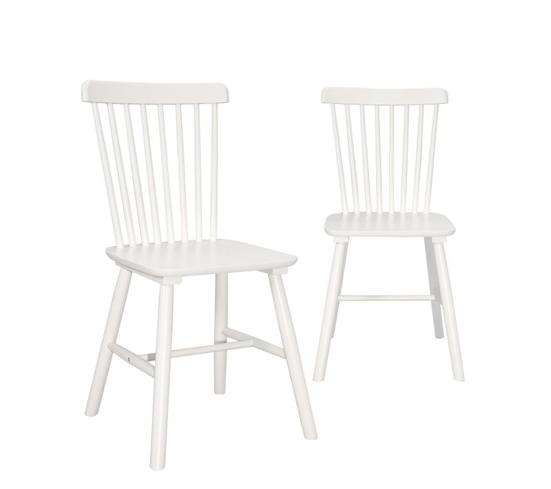 Lot De 2 Chaises Bistrot En Bois Massif Mona, Style Rétro à Barreaux (blanc)