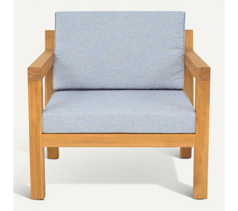 Fauteuil De Jardin En Bois Fsc - Coussins Gris Chiné - Palau
