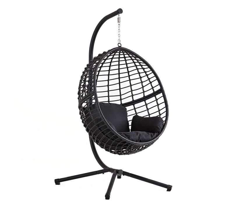 Auroa - Fauteuil Suspendu Effet Rotin Noir