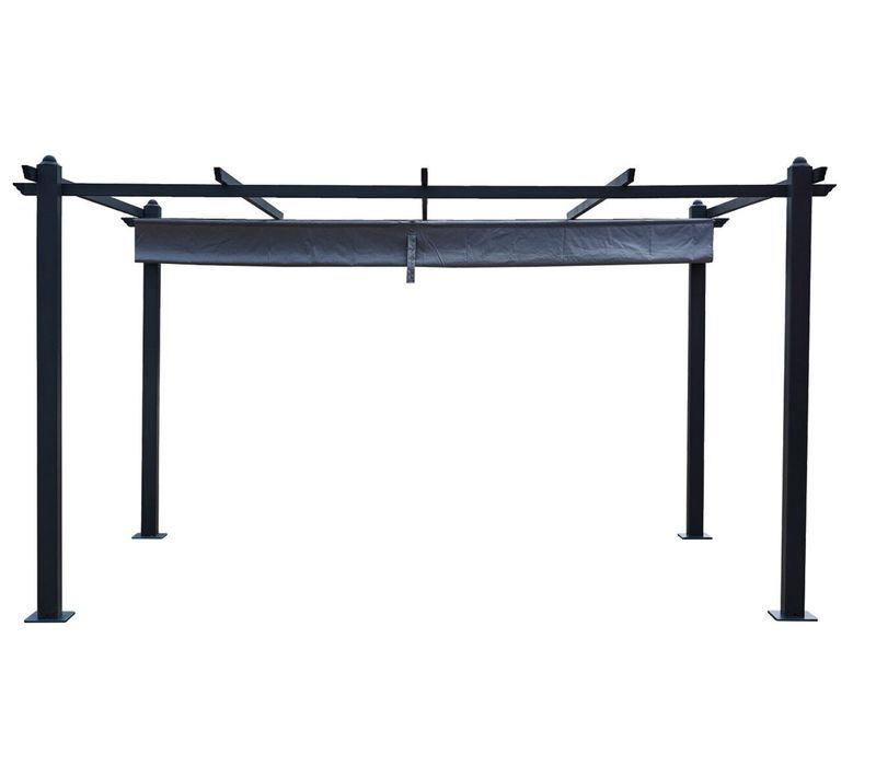 Nila 3x4m - Pergola Auto-portée En Aluminium Avec Toile Rétractable Grise