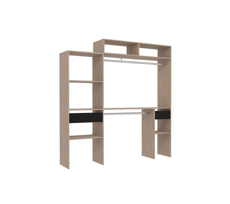 Elysée - Dressing Bois Extensible Avec 2 Penderies, 4 Étagères Et Un Tiroir