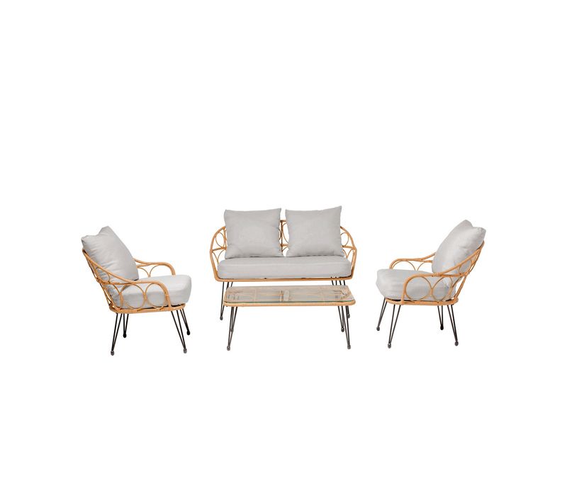 Porto - Salon De Jardin Résine Rotin 4 Places