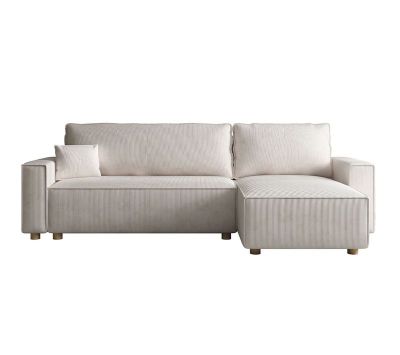 Cosy - Canapé Convertible D'angle En Velours Côtelé Beige