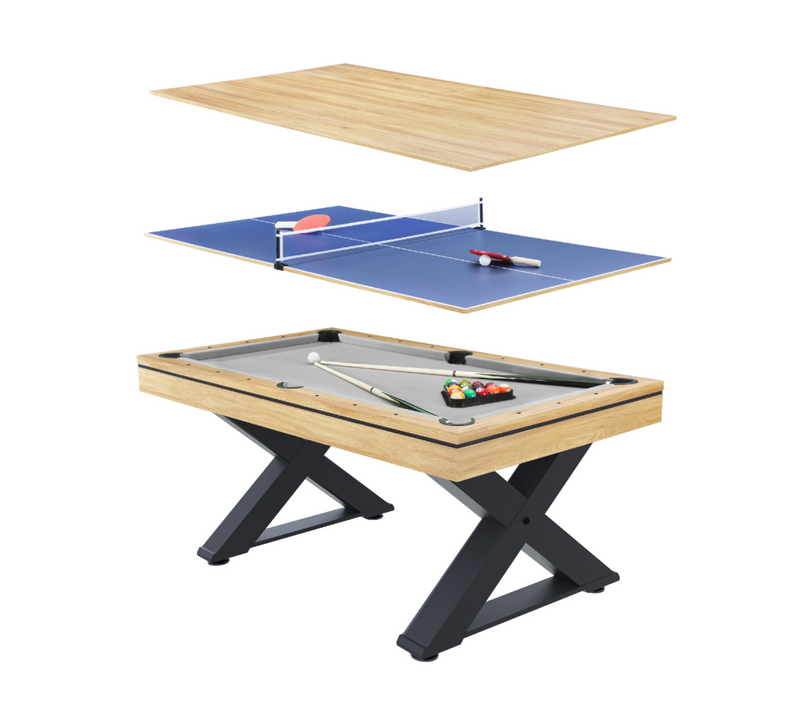 Texas - Table Multi-jeux 3 En 1 Convertible Ping-pong, Billard Et Repas