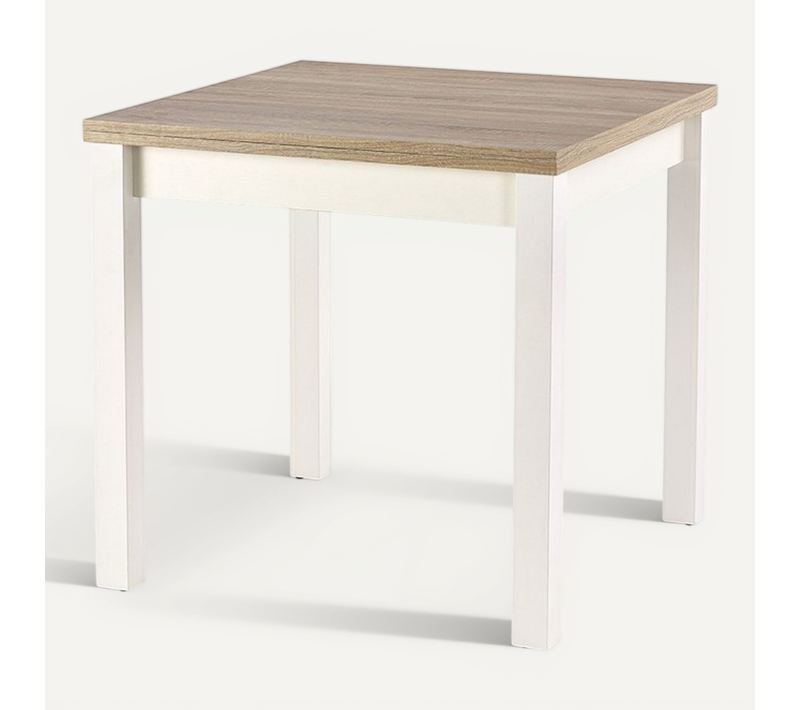 Table Carrée Bois Et Blanc Avec Rallonge Salta