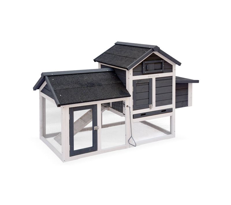 Poulailler En Bois Anthracite Galinette. 3 Poules. Cage à Poule Avec Enclos