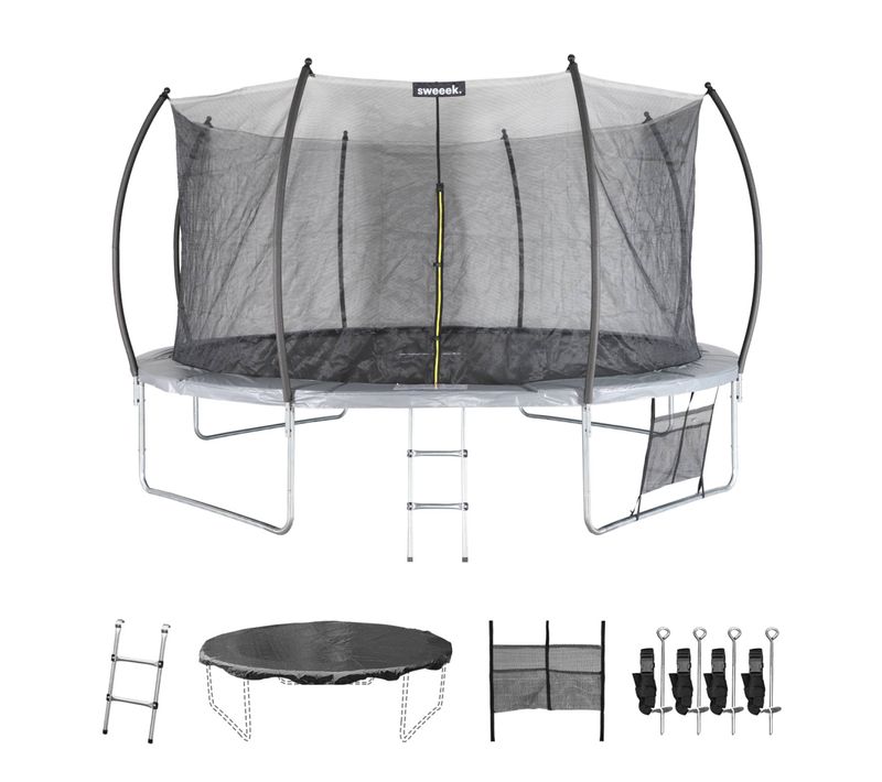 Trampoline Rond D. 430cm Gris Avec Filet De Protection Intérieur - Venus Inner XXL –  échelle.