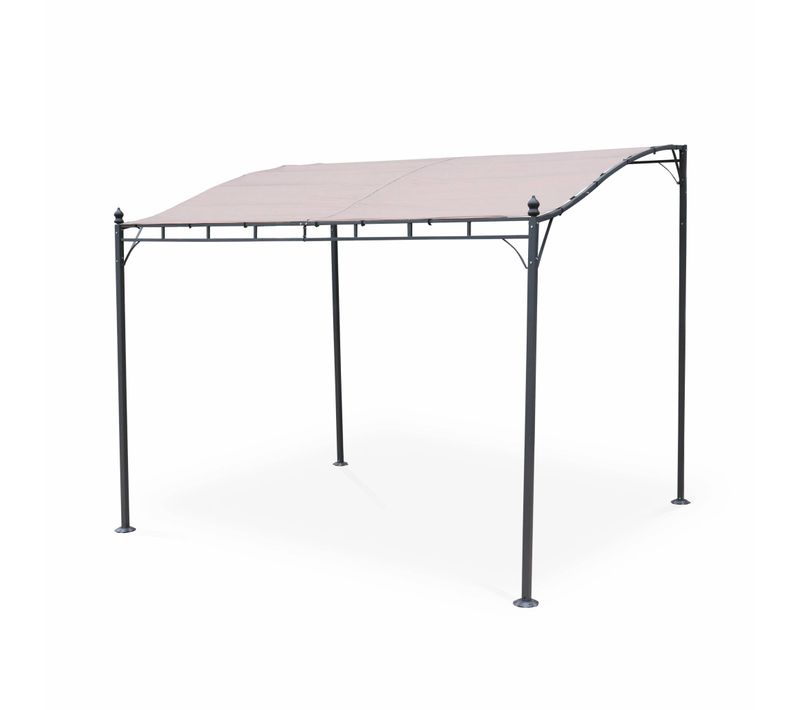 Pergola Adossée 3x2.5m - Brestum - Toile Taupe - Pergola Murale