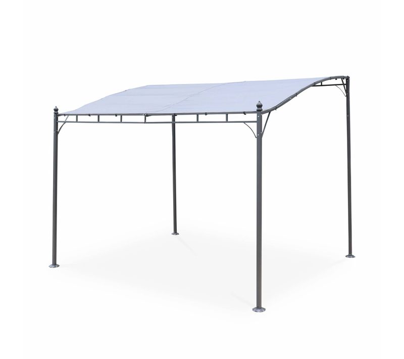 Pergola Adossée 3x2.5m - Brestum - Toile Grise - Pergola Murale