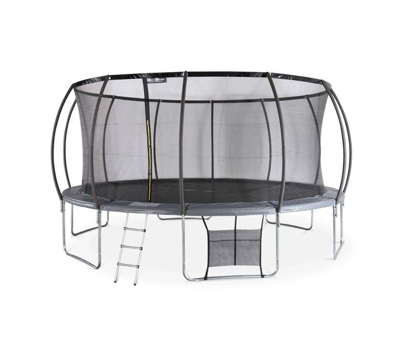 Trampoline Rond D. 490cm Gris Avec Filet De Protection Intérieur - Jupiter Inner XXL - échelle.