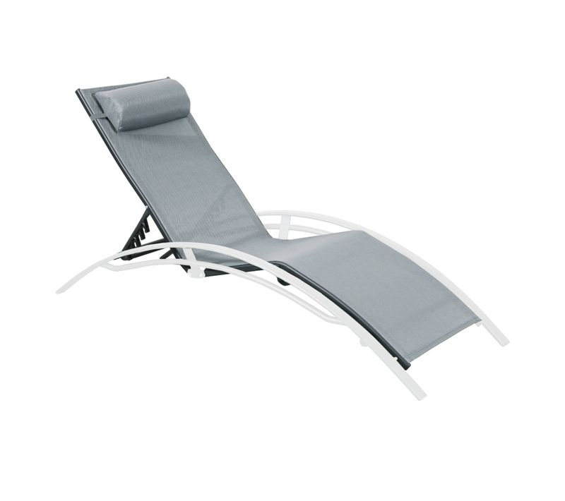 Toile De Remplacement Pour Bain De Soleil Louisa. En Aluminium Et Textilène. Avec Têtière -