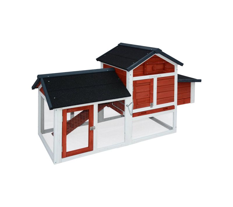 Poulailler En Bois Rouge Galinette. 3 Poules. Cage à Poule Avec Enclos