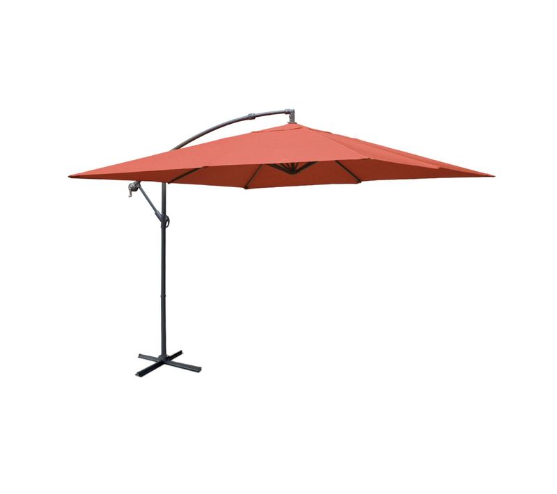 Parasol Déporté Carré 3x3m - Hardelot 3x3m - Terracotta - Manivelle Anti-retour - Toile Déperlante