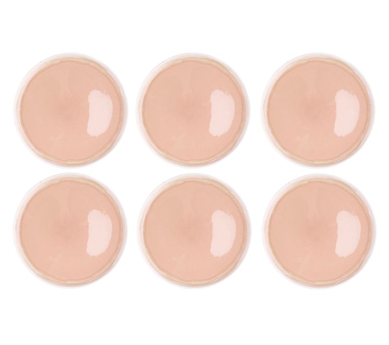 Lot De 6 Assiettes Plates En Grès Rose D27