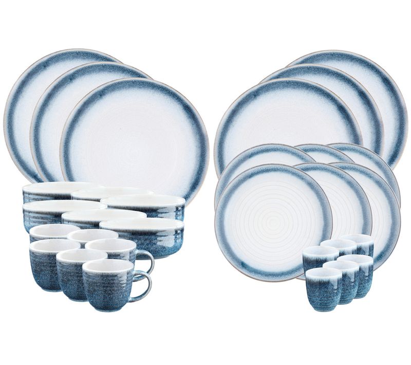 Lot De 30 Set Complet En Grès Bleu D