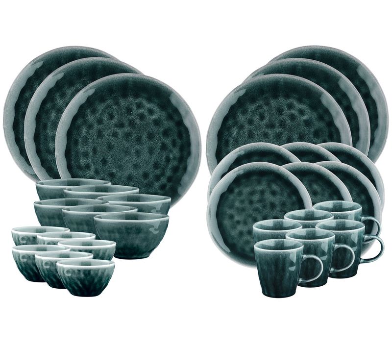 Lot De 30 Set Complet En Grès Bleu D