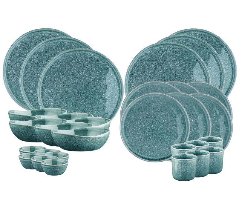 Lot De 30 Set Complet En Grès Bleu D