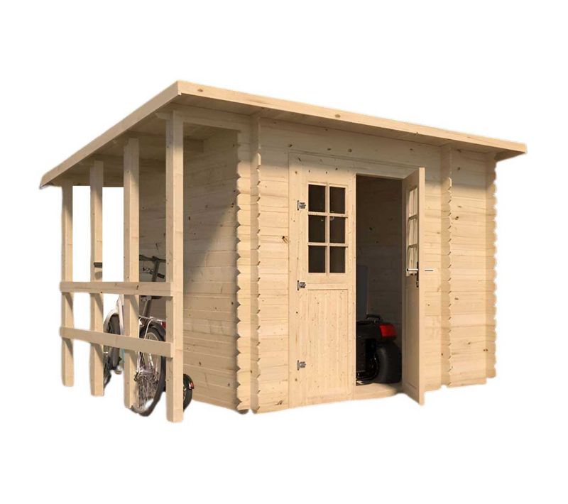 Abri De Jardin En Épicéa Mono Pente 4.90 M2 Avec Appentis Vilano