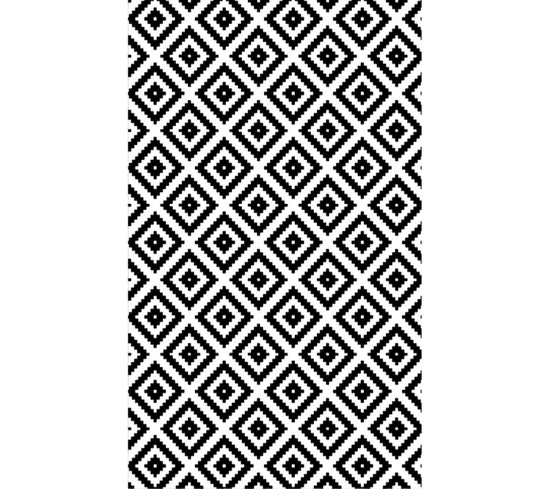 Tapis De Salon Noiretwhite Carreaux Noir Blanc - 80x150cm