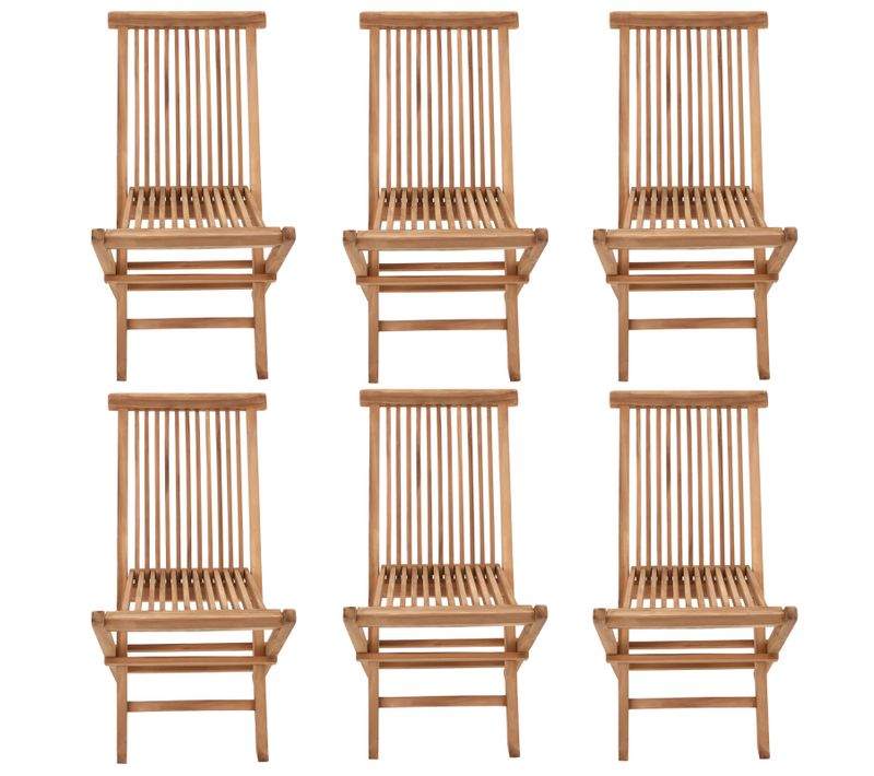 Salento - Lot De 6 Chaises De Jardin Pliantes En Teck Pour L'extérieur Teinte Naturelle