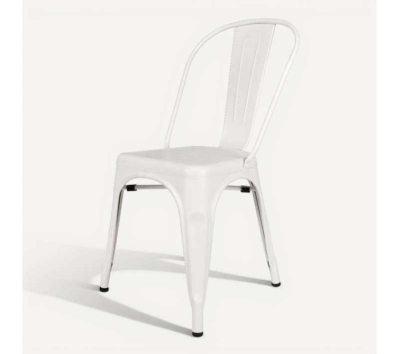 Lot De 4 Chaises En Métal Blanc Mat - Style Industriel
