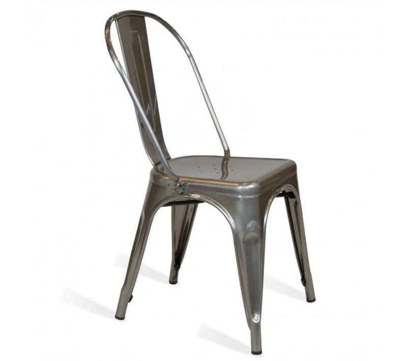 Chaise En Métal Brut Aspect Galvanisé - Style Industriel