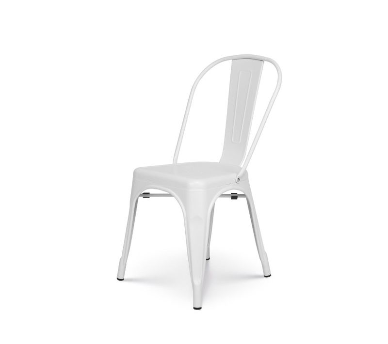 Chaise En Métal Blanc Mat Style Industriel - Finition Mat