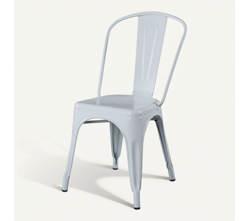Lot De 4 Chaises En Métal Blanc Brillant - Style Industriel