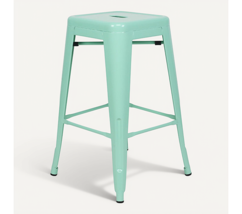 Tabouret De Bar Style Industriel Vert Clair Brillant - Hauteur 66cm
