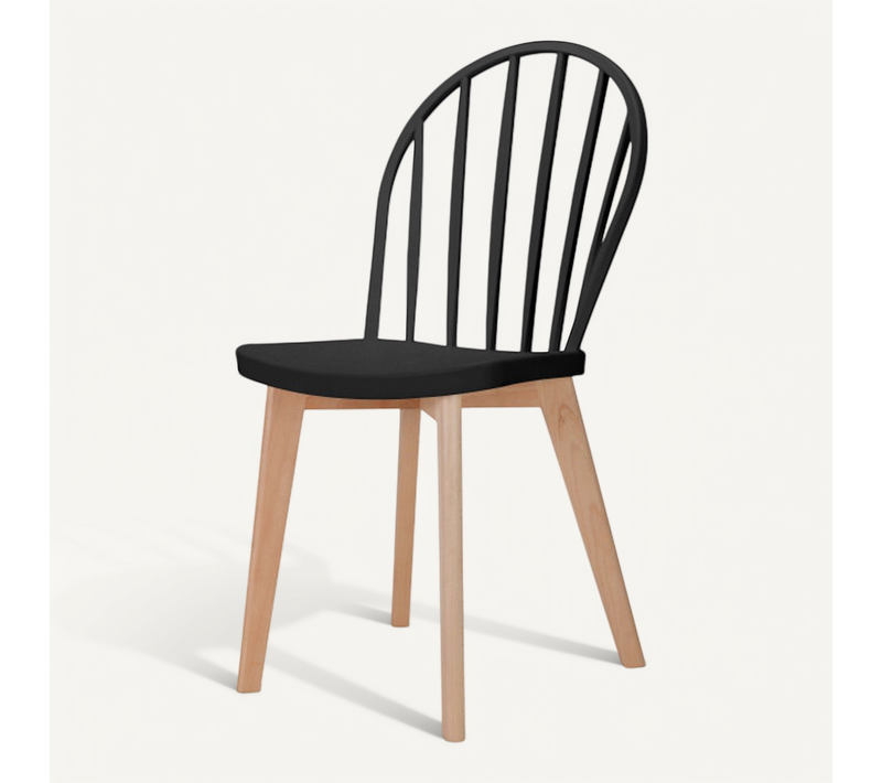 Chaise De Salle À Manger Emy Noire Avec Pieds En Bois