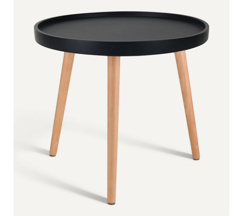 Table D'appoint Noire Joana Ronde En Bois D.50 Cm