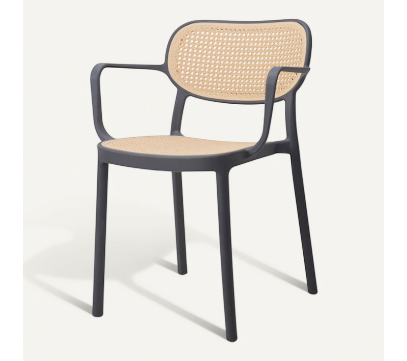 Chaise De Salle À Manger Grise Style Vintage Avec Accoudoirs